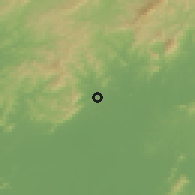 Shaded relief of the 59 km around Laplae, drawn from the GMTED2010 grid