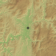 Shaded relief of the 59 km around Mae Hong Son, drawn from the GMTED2010 grid