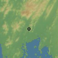 Shaded relief of the 60 km around Phangnga, drawn from the GMTED2010 grid