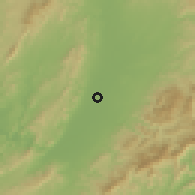 Shaded relief of the 59 km around Phrae, drawn from the GMTED2010 grid