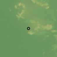 Shaded relief of the 59 km around Phra Phutthabat, drawn from the GMTED2010 grid