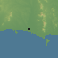 Shaded relief of the 60 km around Rayong, drawn from the GMTED2010 grid