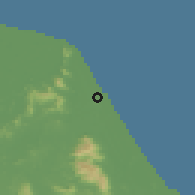 Shaded relief of the 60 km around Sai Buri, drawn from the GMTED2010 grid