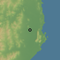 Shaded relief of the 60 km around Sam Roi Yot, drawn from the GMTED2010 grid