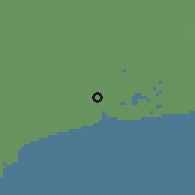 Shaded relief of the 60 km around Samut Sakhon, drawn from the GMTED2010 grid