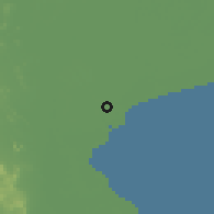 Shaded relief of the 60 km around Samut Songkhram, drawn from the GMTED2010 grid