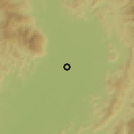 Shaded relief of the 59 km around Sankamphaeng, drawn from the GMTED2010 grid