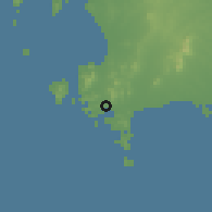 Shaded relief of the 60 km around Sattahip, drawn from the GMTED2010 grid