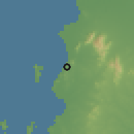 Shaded relief of the 60 km around Si Racha, drawn from the GMTED2010 grid