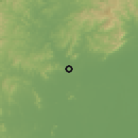 Shaded relief of the 59 km around Si Satchanalai, drawn from the GMTED2010 grid