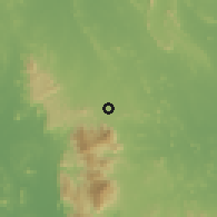 Shaded relief of the 60 km around Soydow, drawn from the GMTED2010 grid