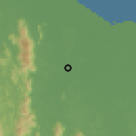 Shaded relief of the 60 km around Sungai Kolok, drawn from the GMTED2010 grid