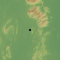 Shaded relief of the 60 km around Thung Song, drawn from the GMTED2010 grid