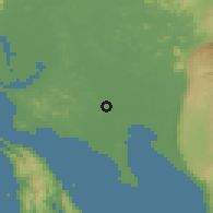 Shaded relief of the 60 km around Trat, drawn from the GMTED2010 grid