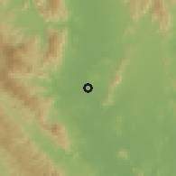 Shaded relief of the 59 km around Ban Tak, drawn from the GMTED2010 grid
