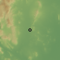 Shaded relief of the 59 km around Bo Phloi, drawn from the GMTED2010 grid
