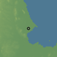 Shaded relief of the 60 km around Chaiya, drawn from the GMTED2010 grid