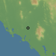 Shaded relief of the 60 km around Chanthaburi, drawn from the GMTED2010 grid