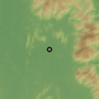 Shaded relief of the 60 km around Chawang, drawn from the GMTED2010 grid