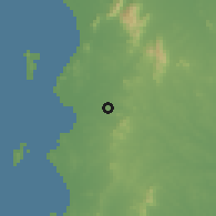 Shaded relief of the 60 km around Ban Bung, drawn from the GMTED2010 grid
