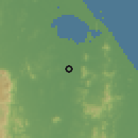 Shaded relief of the 60 km around Hat Yai, drawn from the GMTED2010 grid
