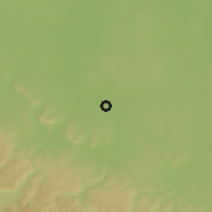 Shaded relief of the 59 km around Khon Buri, drawn from the GMTED2010 grid