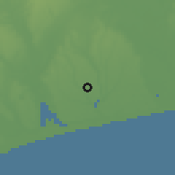 Shaded relief of the 60 km around Vogan, drawn from the GMTED2010 grid