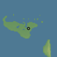 Shaded relief of the 58 km around Mu'a, drawn from the GMTED2010 grid