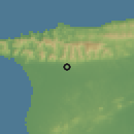 Shaded relief of the 60 km around Arouca, drawn from the GMTED2010 grid