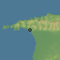 Shaded relief of the 60 km around Port of Spain, drawn from the GMTED2010 grid