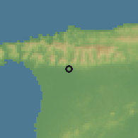 Shaded relief of the 60 km around Tacarigua, drawn from the GMTED2010 grid