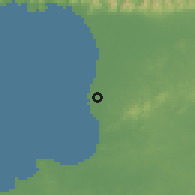 Shaded relief of the 60 km around Couva, drawn from the GMTED2010 grid
