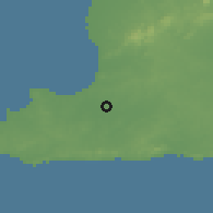 Shaded relief of the 60 km around Débé, drawn from the GMTED2010 grid