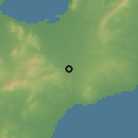 Shaded relief of the 54 km around Bū 'Ūrqub, drawn from the GMTED2010 grid