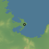 Shaded relief of the 54 km around Carthago, drawn from the GMTED2010 grid