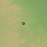Shaded relief of the 55 km around Ġumrassin, drawn from the GMTED2010 grid