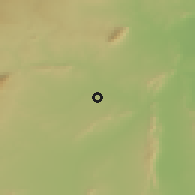 Shaded relief of the 55 km around Hājib-al-'Ayūn, drawn from the GMTED2010 grid