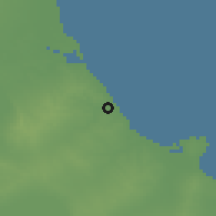 Shaded relief of the 55 km around H̨ammām Sūsah, drawn from the GMTED2010 grid