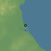 Shaded relief of the 55 km around Harqalah, drawn from the GMTED2010 grid