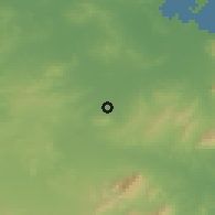 Shaded relief of the 54 km around Jabal-al-Wusţ, drawn from the GMTED2010 grid