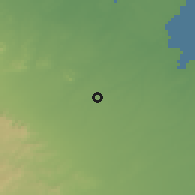 Shaded relief of the 55 km around Madanīyīn, drawn from the GMTED2010 grid