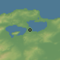 Shaded relief of the 54 km around Manzil Bū Ruqaybah, drawn from the GMTED2010 grid