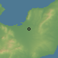 Shaded relief of the 54 km around Manzil Bū Zalafah, drawn from the GMTED2010 grid