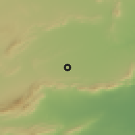 Shaded relief of the 55 km around Manzil Bū Zayyān, drawn from the GMTED2010 grid