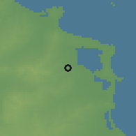 Shaded relief of the 55 km around Manzil Fārsī, drawn from the GMTED2010 grid