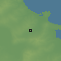 Shaded relief of the 55 km around Manzil Kāmil, drawn from the GMTED2010 grid