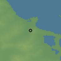 Shaded relief of the 55 km around Manzil Nūr, drawn from the GMTED2010 grid