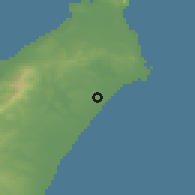 Shaded relief of the 54 km around Manzil Tamīm, drawn from the GMTED2010 grid