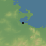 Shaded relief of the 54 km around Maqrīn, drawn from the GMTED2010 grid