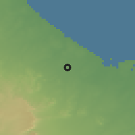 Shaded relief of the 55 km around Māraṯ, drawn from the GMTED2010 grid